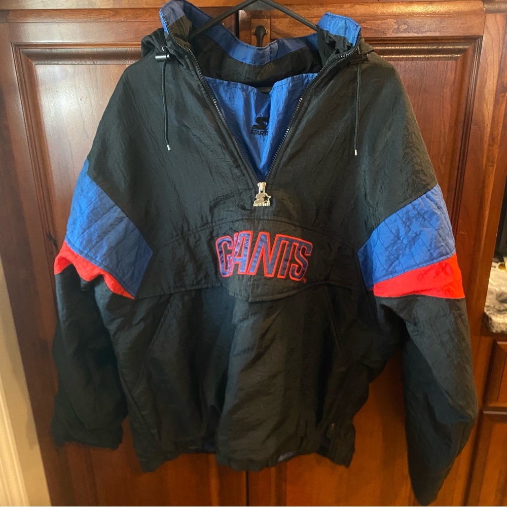 Giants Pullover Windbreaker Jacket - Black/Blue/Red VNTG 80s Retro! OG Starter!